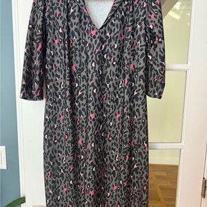 Katherine Way Gray and Pink Leopard Print Dress